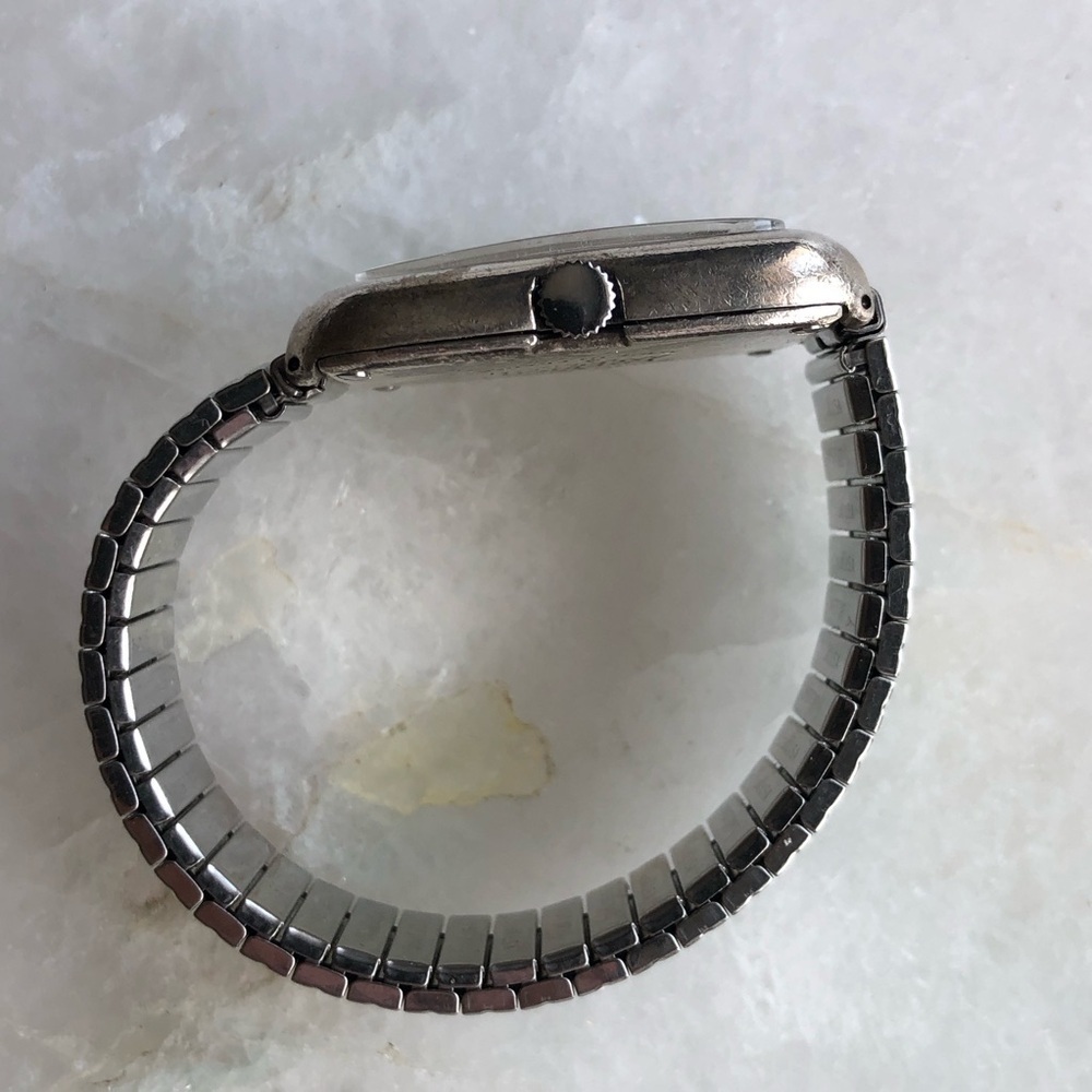 Vintage Emerich Meerson Paris Solid Sterling Silver Tank Rectangle Case Watch - Picture 4 of 9